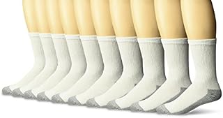 Fruit of the Loom Men's 10 Pack Everyday Work Crew Socks, White, Shoe