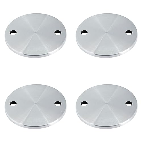 PRIOstahl Ankerplatte Ronde Platte Bodenplatte Flansch mit 2-Loch Bohrung x 4 Stück Größe: 100 mm x 6 mm Befestigung für Rohre zum Schweißen Handlauf Geländerbau Rostfrei aus Edelstahl V2A