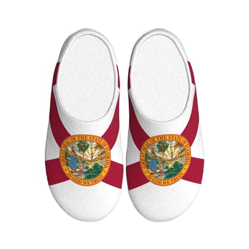 Cozy Flag of Florida print Slippers Indoor and Outdoor Fuzzy House Shoes Anti-Skid Sole Gifts for Women Indoor Scuff - Main Image