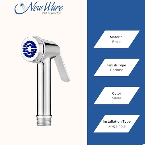 Image of New Ware Health Faucet Gun, Hand Jet Bidet Spray Head ABS Material Health Faucet for Bathroom, Toilet, Shower with Chrome Finish (Royal Faucet Gun)