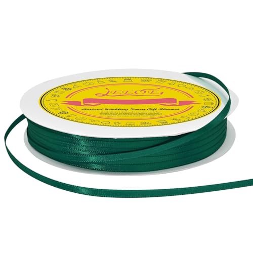 Image of Double Face Spruce Satin Thin Ribbon 1 /8 inch X 100 Yards Polyester Spruce Ribbon for Gift Wrapping Very Suitable for Weddings Party Hair Bow Invitation Decorations and More