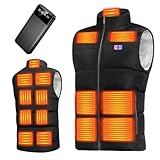 [Yoigood] 電熱ベスト 加熱ベスト ヒーターベスト 【15箇所発熱 40000mAhバッテリー付き】 日本製ヒーター 5秒速暖 USB給電 急速発熱 3段階調温 前後独立 暖房ウェア ヒートジャケット 省エネ 加熱服 洗濯可 防寒対策 (XL, ブラック)