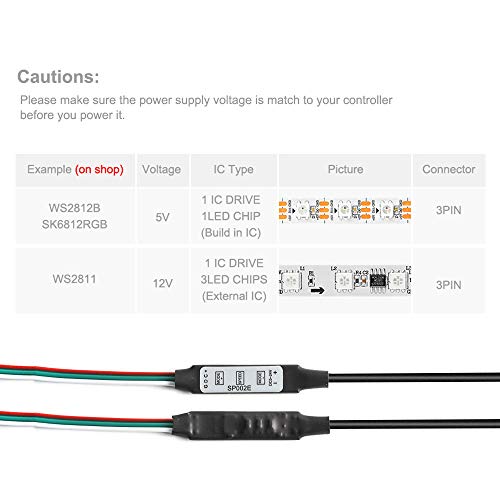 Image of BTF-LIGHTING WS2811 WS2812B SK6812RGB(NOT RGBW) Addressable RGB LED Light Portable 3Keys Mini USB SP002E Controller 600 Pixels DC5V