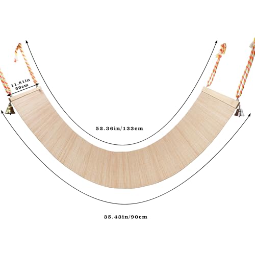 Image of Oooct Natural Bamboo Parrot Swing Toy, Bird Perch Stand Mat, Hammock, Cage Accessories, Small Animals Climbing Toys for Parakeets Cockatiels Hamsters Rats - 35 12 Inch