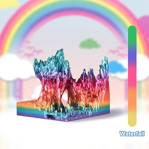 Image of ERYONE Silk Rainbow 3D Printer PLA Filament 1.75 + /- 0.03mm, Shiny Multicolor Filament PLA Fast Color Gradient 1KG(2.2LBS), Waterfall Rainbow