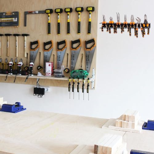 2 Stück Wandmontierter Werkzeug Organizer 40cm Wandmontierter Werkzeughalter Metall Werkzeuglagerregal für Schraubendreher,Schraubenschlüssel,Hammerständer,Handwerkzeug für Werkstatt, Schuppen, Gara