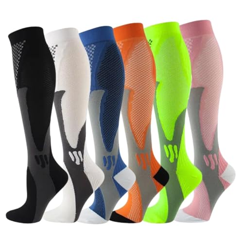Meia De Compressão Esportiva Feminina Masculino Cano Alto Corrida Ciclismo (BR, Numérico, 36, 46, Regular, Regular, 1 Par Preto)