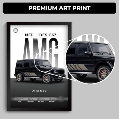 Image of Mercedes G Wagon Poster | Framed G Wagon A4 Sized (31 x 23 cm) | Car Posters for Wall, Gift for Boys, Mercedes G 63 Frame | Supercar Frames | Car Poster for Wall, Bedroom, Hostel, Study Room (F 005)