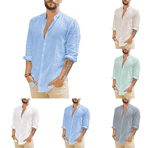 Leinenhemd Herren Hemd Herren Langarm Sommerhemd Herren Regular Fit...