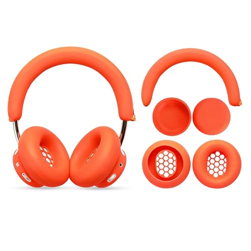 3 juegos de funda de silicona para auriculares CMF by Nothing Headphone Pro, cubiertas de almohadillas de silicona + cubierta para diadema + protector de copas de oreja, accesorios protectores impermeables y lavables - Naranja miniatura 1