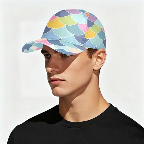 Casquette de baseball de camping et pêche avec motif écailles bleu clair