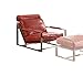 ACME Furniture Quinto Accent Chair, Antique Red Top Grain Leather/Stainless Steel