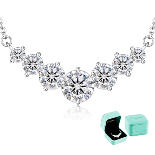 Moissanite Necklace for Women, 2.8–4.5 Carat Lab Created Diamond Pendant, Anniversary or Wedding Necklace for Wife, Elegant Sterling Silver Gift for Her, Birthday or Christmas Jewelry