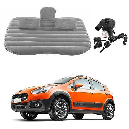 Image of Oshotto Multifunctional Car Travel Bed Mattress with Two Air Pillows, Car Air Pump Compatible with Fiat Aventura (Grey)