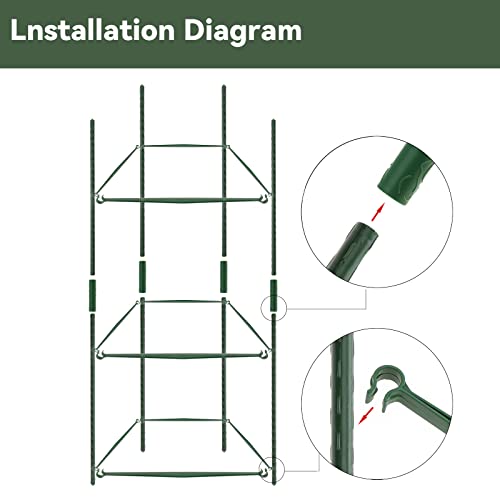 Meiwlong 32Inch Tomato Cage Vegetable Trellis Assembled Garden Plants Stakes Support Frame Kit Connectors Ties Clips Outdoor Cucumber Vine Climbing #TOP5