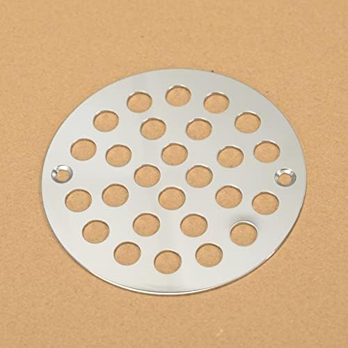 4-1/4 Inch Screw-in Round Shower Drain Cover Replacement Floor Drainer Grate with Screws (Chrome ...
