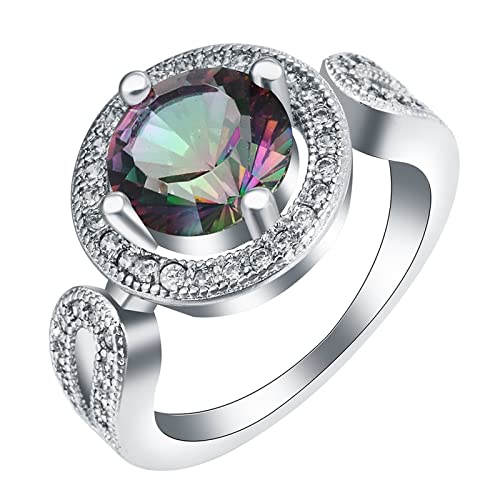 Bague pinky de mariage plaqué creux et zircone ronde colorée 4 broches