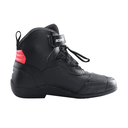 Image of Scoyco Motorcycle Shoes for Men, Breathable Protective Street Riding Shoes with Anti-Slip Sole & Ankle Guards - Black