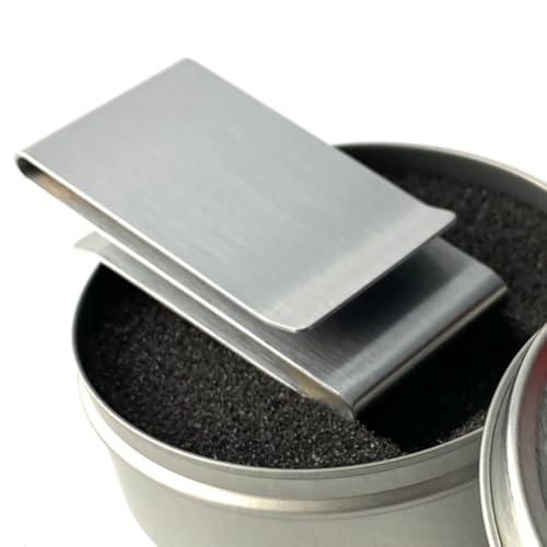 Matte Silver Double Sided Thick and Solid Stainless Steel Money Clip with Tin Gift Box