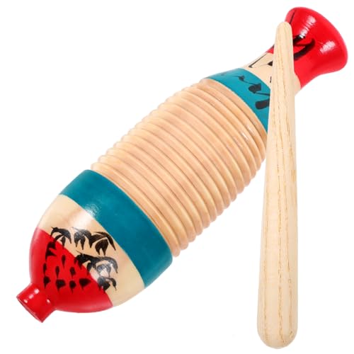 Yardwe 木製スティック付き 子供用ギロ楽器セット 楽器玩具 リズムと協調性向上の打楽器 初心者向けインタラクティブ音楽玩具 2個入り