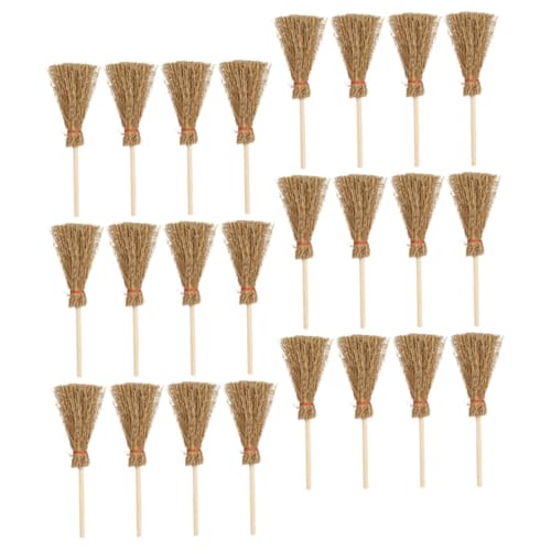 BESTonZON 50pcs Mini Broom Miniature Brooms for Halloween Decor and DIY Crafts Miniature Cleaning Tool Mini Simulation Broom Mini Witch Halloween Decoration Sweep Broom Wood Desktop Cake