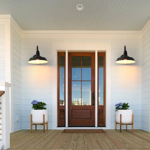 Image of 2-Pack Barn Lights Outdoor, Gooseneck Exterior Lighting Fixture, Aluminum Porch Light, Farmhouse Outdoor Wall Light, Outside Sconce Light for Patio, Garage