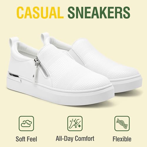 Image of Jeossy Women's Slip On Shoes Casual Fashion Sneakers 8010 Arch Support Loafers for Women with Zipper