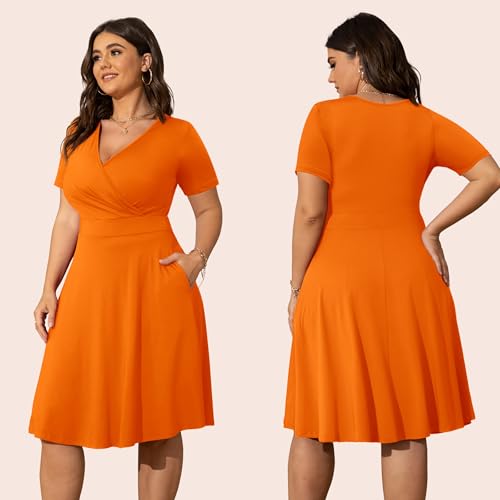 Image of POSESHE Womens Plus Size Dresses Sleeveless Wrap V-Neck Sundress Casual Summer Wedding Guest Cocktail Dress with Pockets