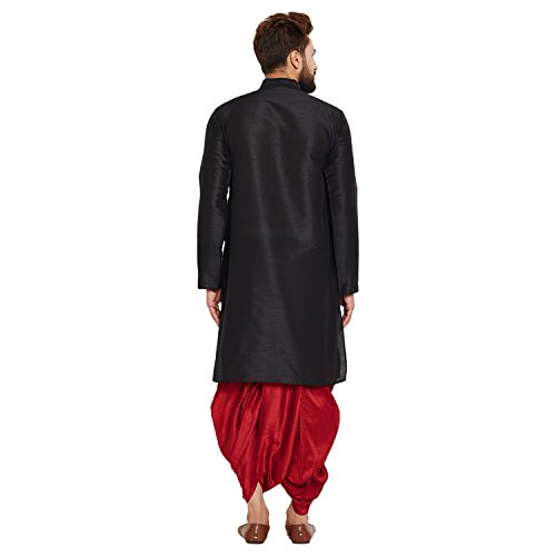 Image of SOJANYA (Since 1958 Men's Off-White and Gold Dupion Silk Dhoti Kurta Set