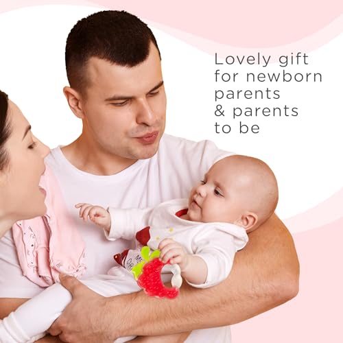 Image of Mee Mee Multi-Textured Soft Silicone Teether, PinkGreen