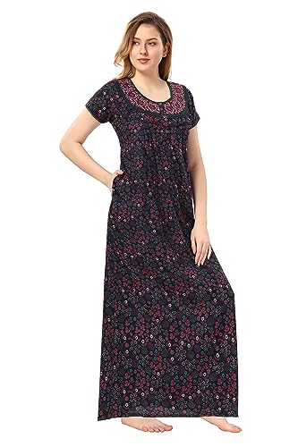 Image of Soulemo Women's Cotton, Rayon & Polyester Printed Maxi Nighty (Alpine) 861