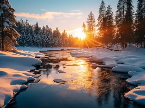 Diamond Painting Adulte Paysage d'Hiver pour une déco salon cocooning