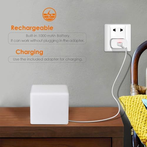 Mr.Go 4-inch Dimmable LED Night Light Mood Lamp for Kids and Adults - 16 RGB Colors - 8 Level Dimming - 4 Lighting Effect - Rechargeable - Remote Control - Decorative, Fun & Safe - White Finish Cube - Thumbnail 7