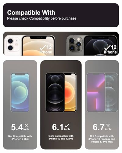 Image of Affix 2 Pack for iPhone 12 and iPhone 12 Pro Full Coverage Tempered Glass, Screen Protector Guard with Easy Fix Installation Tool, 9H Hardness Shatterproof, HD Clear Scratch Resistant