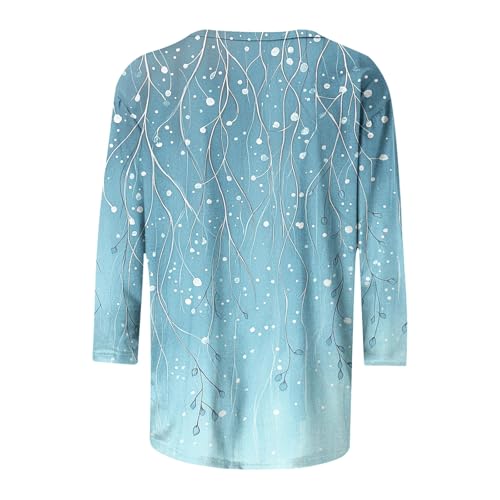 Image of 3 /4 Sleeve Tshirts Shirts for Women Vintage Flowers T Shirt Crew Neck Going Out Tops Elbow Length Sleeve Tops