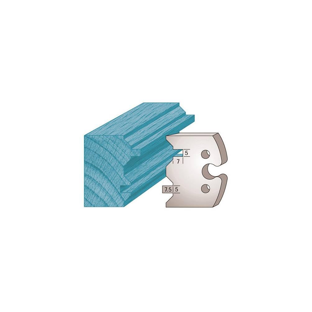 Jeu de 2 fers profilés Ht. 50 x 5,5 mm spécial volet/lambris M239 pour porte-outils de toupie - Diamwood Platinum
