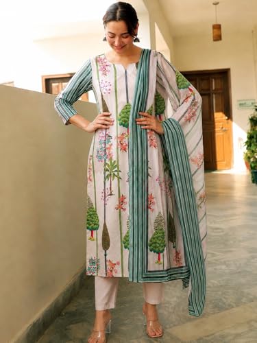 Image of ANNI Designer Women's Rayon Viscose Printed Straight Kurta Set with Pant and Dupatta | Ethnic Wear Kurta Pant Dupatta Set for Women | Regular Fit Traditional Indian Outfit