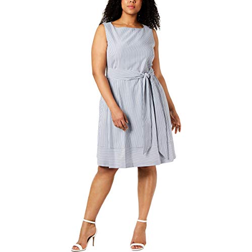 Robe évasée à rayures Anne Klein fluide et confortable gris 56 plus