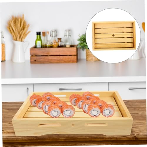 Plato de sushi de madera estilo japonés miniatura 5