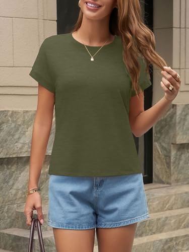 Image of UNCLECAT Womens Crop Tops Loose Fit Cap Short Sleeve Summer Tee