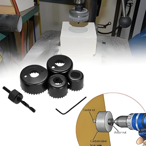 Image of Oblivion 6Pc Hole Saw Drill Bit Set - Circular Cutting Tool 32mm, 38mm, 44mm, 54mm Bi-Metal Heavy-Duty Bits for Wood & Metal, Multi-Size Saws with Quick-Change Power Accessories - Professional Kit.