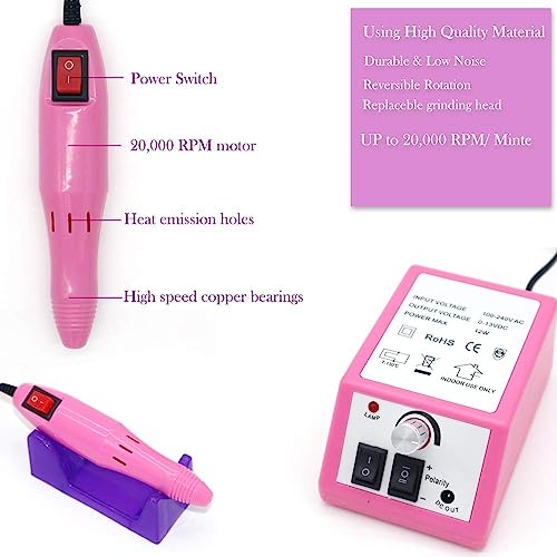NAILWIND Professional Nail Drill Machine 20000 RPM, Nail File Kit for Acrylic Nails, Gel Nails Glazing Nail Art Polisher Sets for Home Salon Use Nail Drill Manicure Pedicure Set - Image 5