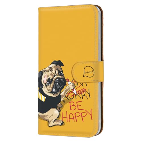 OPPO Reno 9A CPH2523 用 リノ9aカバー 手帳型 スマホケース フレキシブル けーたいケース 耐衝撃性 スタンド 落書きパグ ストリート B系 HAPPY いえろー bcbb06m