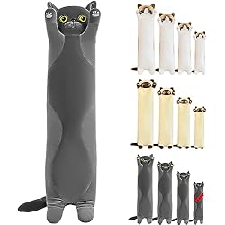 Almohada Gato Largo LEcylankEr Gato Peluche - 50 cm de Felpa Peluche Gato, Almohada de Peluches Animal, Juguete de Peluche Gato para Niñas Niños Novia, Regalo de Cumpleaños San Valentín Navidad (50cm, Gris)