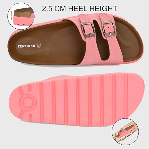 Image of Centrino Women's Berkin-Style Slip-On Sandals | Open Toe Design | Soft PU Footbed | Lightweight & Comfortable | Arch Support | On-Grip Sole | Casual Outdoor Wear (9219)