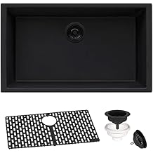 Ruvati 30 x 18 inch Granite Composite Quartz Undermount Single Bowl Kitchen Sink - Midnight Black - RVG2030BK