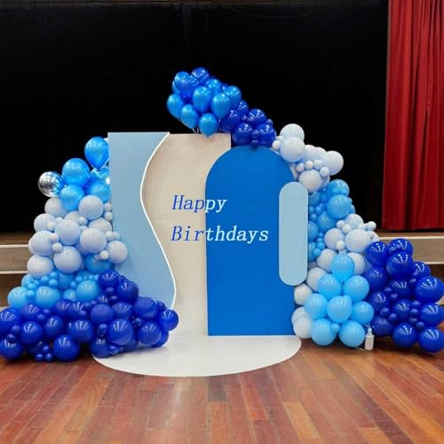 Image of Blue Balloons, 12 Inch Double Stuffed Metallic Light Blue Mixed Latex Balloon, Chrome Dark Navy Confetti Helium Balloons for Boys Men Birthday Baby Shower Graduation Space Theme Party Decorations