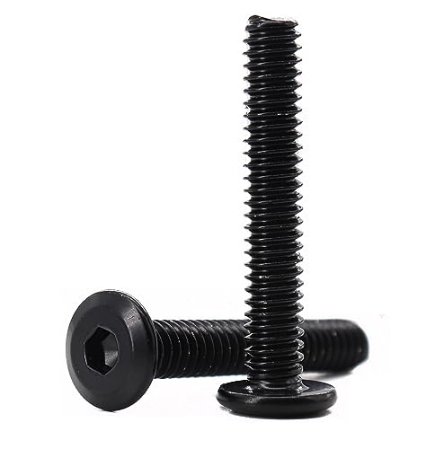 cSeao 20pcs 1/4"-20 x 2-1/2" Boulons à tête plate Allen noirs 304