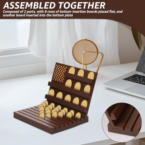 Soporte para monedas con 10 filas de madera sólida miniatura 5