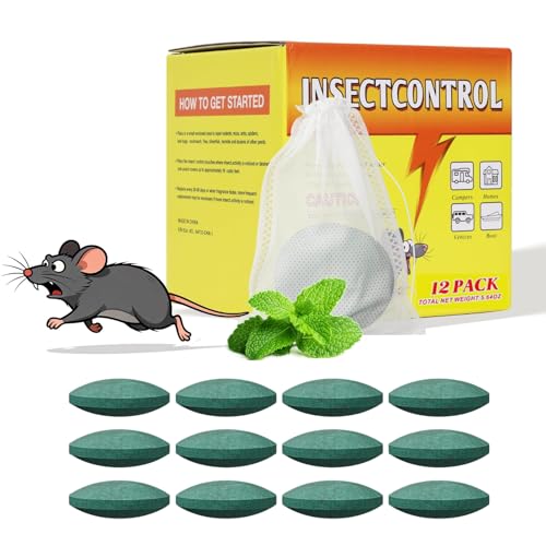 Sinlay Natürliche Rattengift mit Netz 12 Stück Rattengift Portionsköder mit Pfefferminzöl Mäuse Vertreiben & Ratten Abschrecken Mäuseabwehr für Haus Garage & Garten Einfach & Effektiv